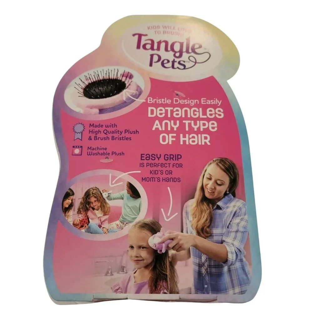 NEW Tangle Pets Detangling Hair Brush – Plush Toy Handle – Kids Hair Brush – Age